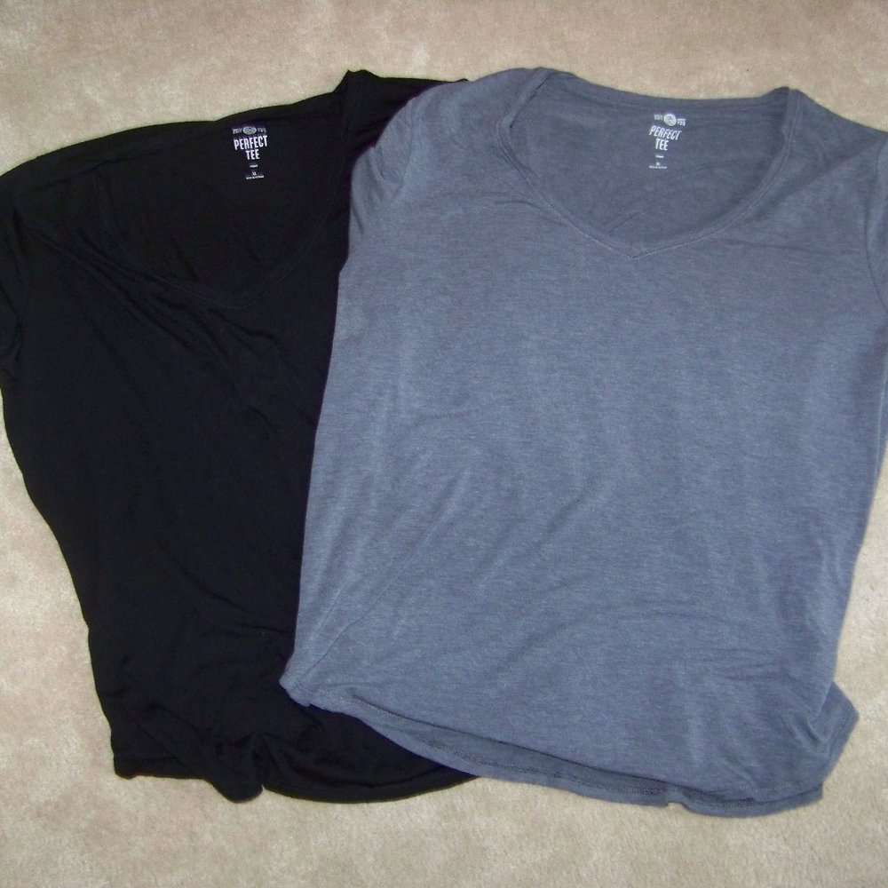 Two SO Perfect Tee Shirts Gray and Black XL